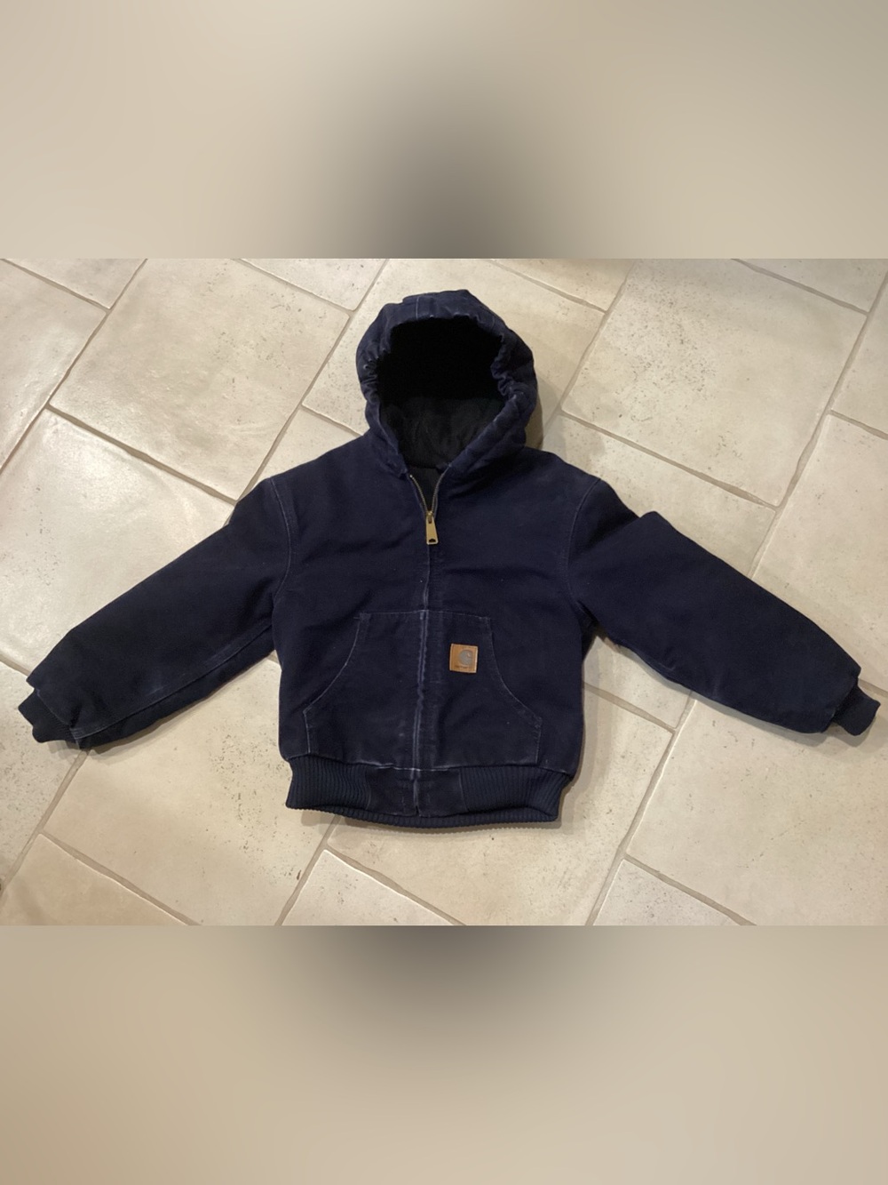 Carhartt Kids Navy Canvas Hooded Zip Jacket 6/7